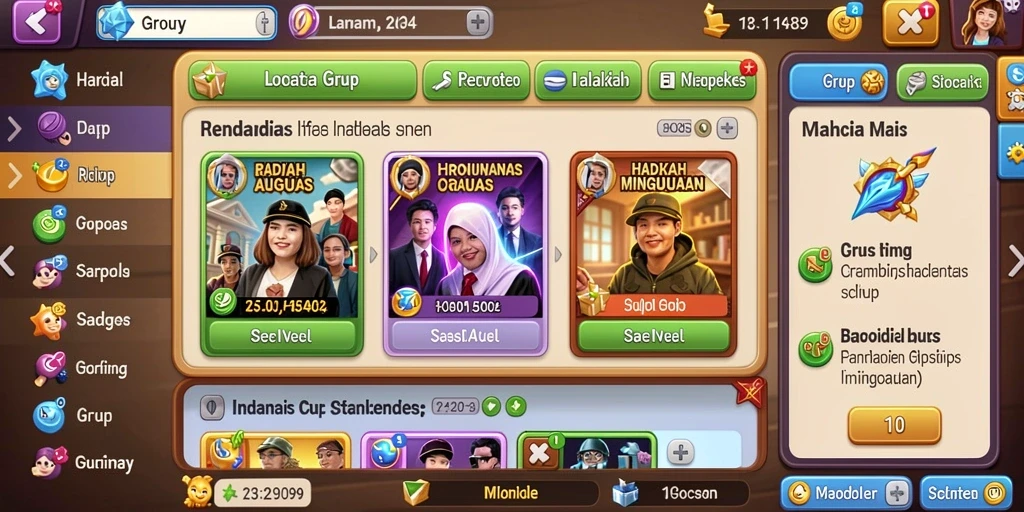 Screenshot menunjukkan karakter utama dalam pertempuran epik.